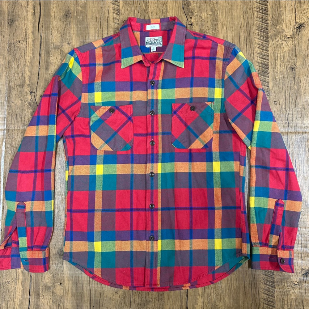 J.Crew Midweight Flannel Workshirt in a multi-color plaid pattern M - Picture 5 of 16